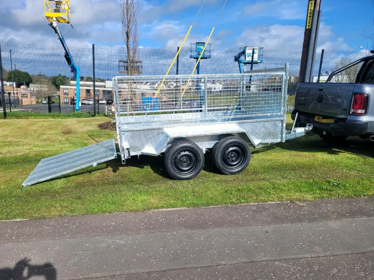 galvanised 8x4ft braked twin axle trailer meshside - Image 1