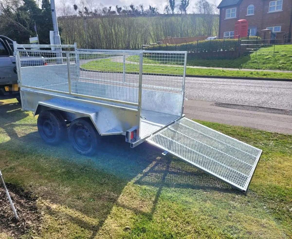 galvanised 8x4ft braked twin axle trailer meshside - Image 2