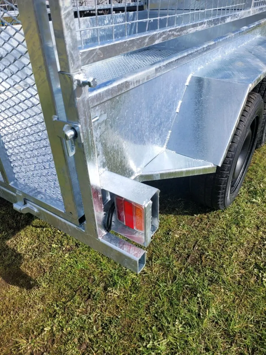 galvanised 8x4ft braked twin axle trailer meshside - Image 4