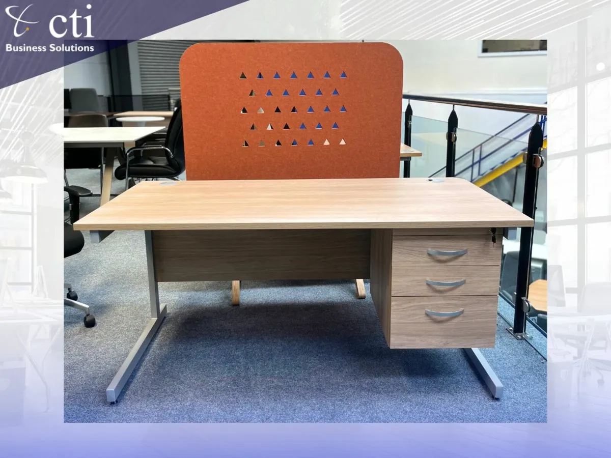 Urban Oak Office Desks With Fixed Drawers NEW - Image 2