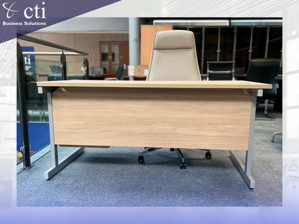 NEW Urban Oak Office Desks With Fixed Drawers - Image 3