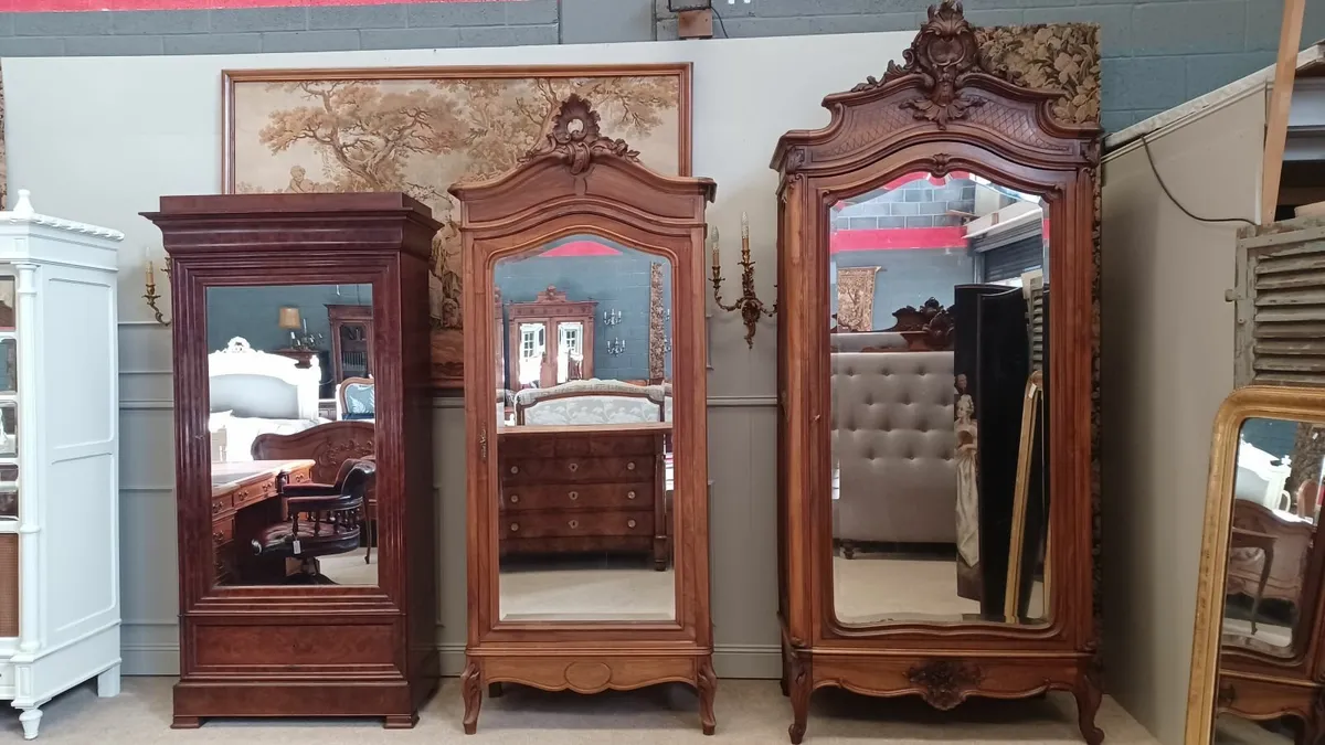 Three antique wardrobe - Image 1