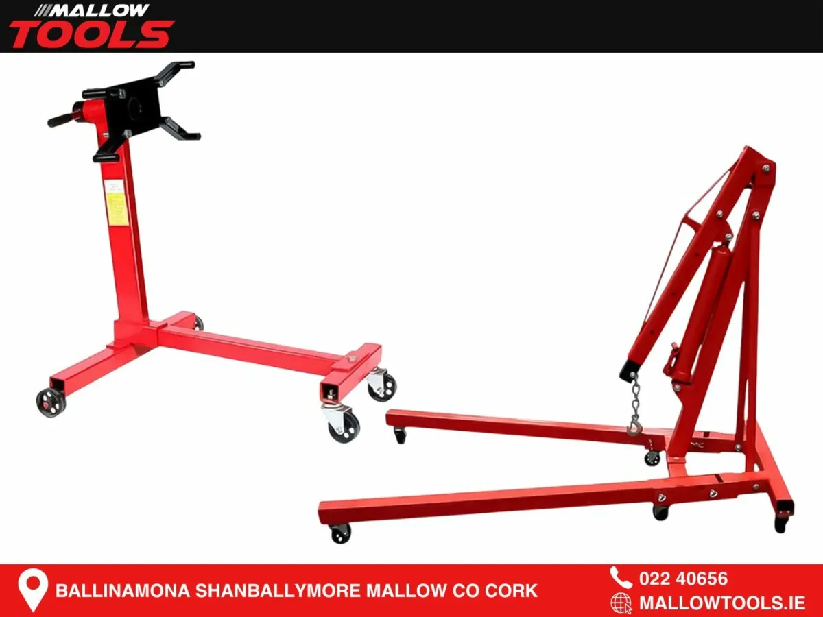 2 Ton Folding Engine Crane & 1000lbs Engine Stand
