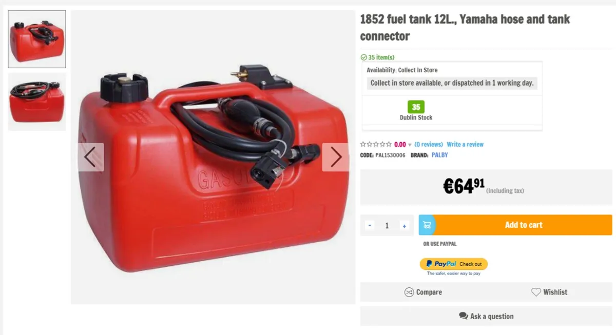 1852 fuel tank 12L., Yamaha hose and tank connect - Image 1