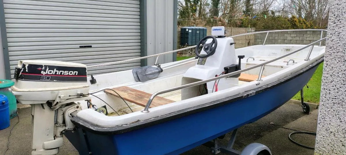 Orkney dory 25hp Johnson engine and trailer - Image 4