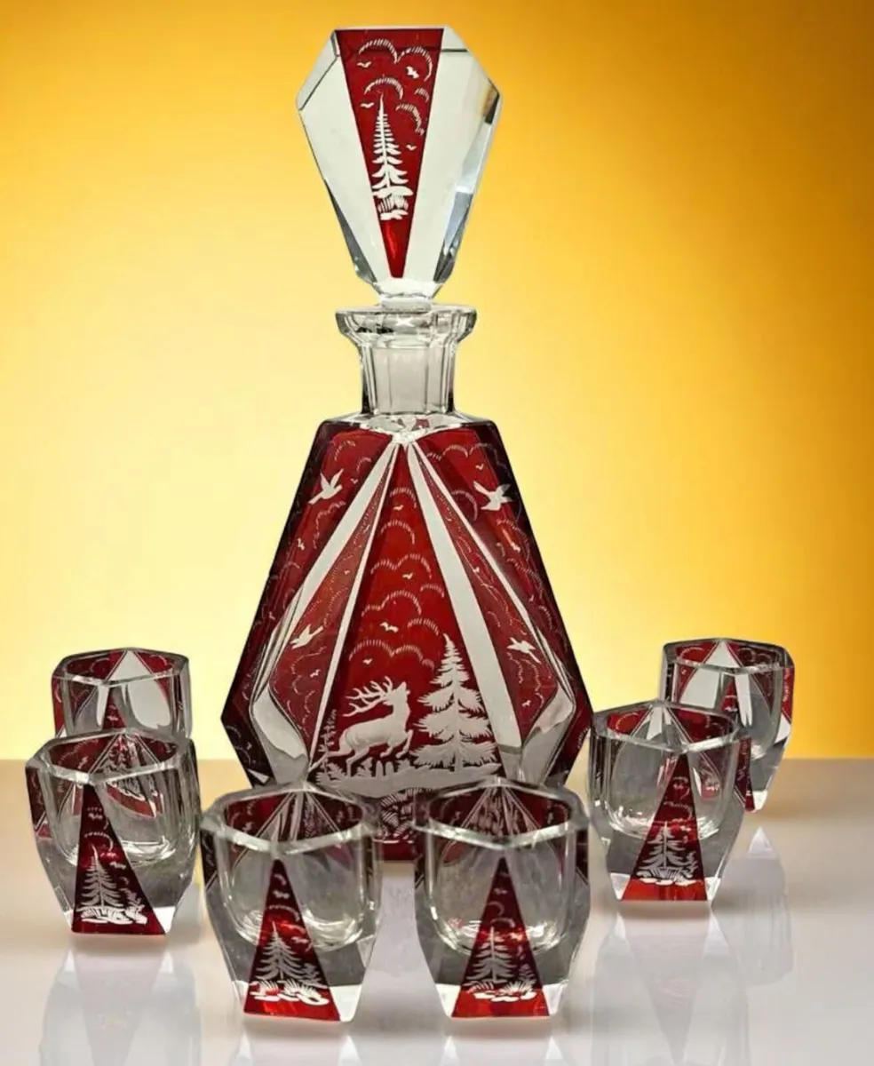 Exquisite Moser antique cut crystal set