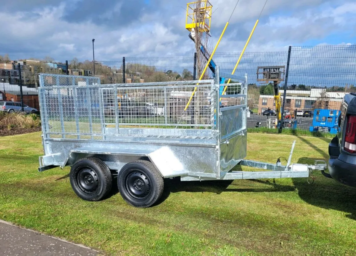 galvanised 8x4ft braked twin axle trailer meshside - Image 1