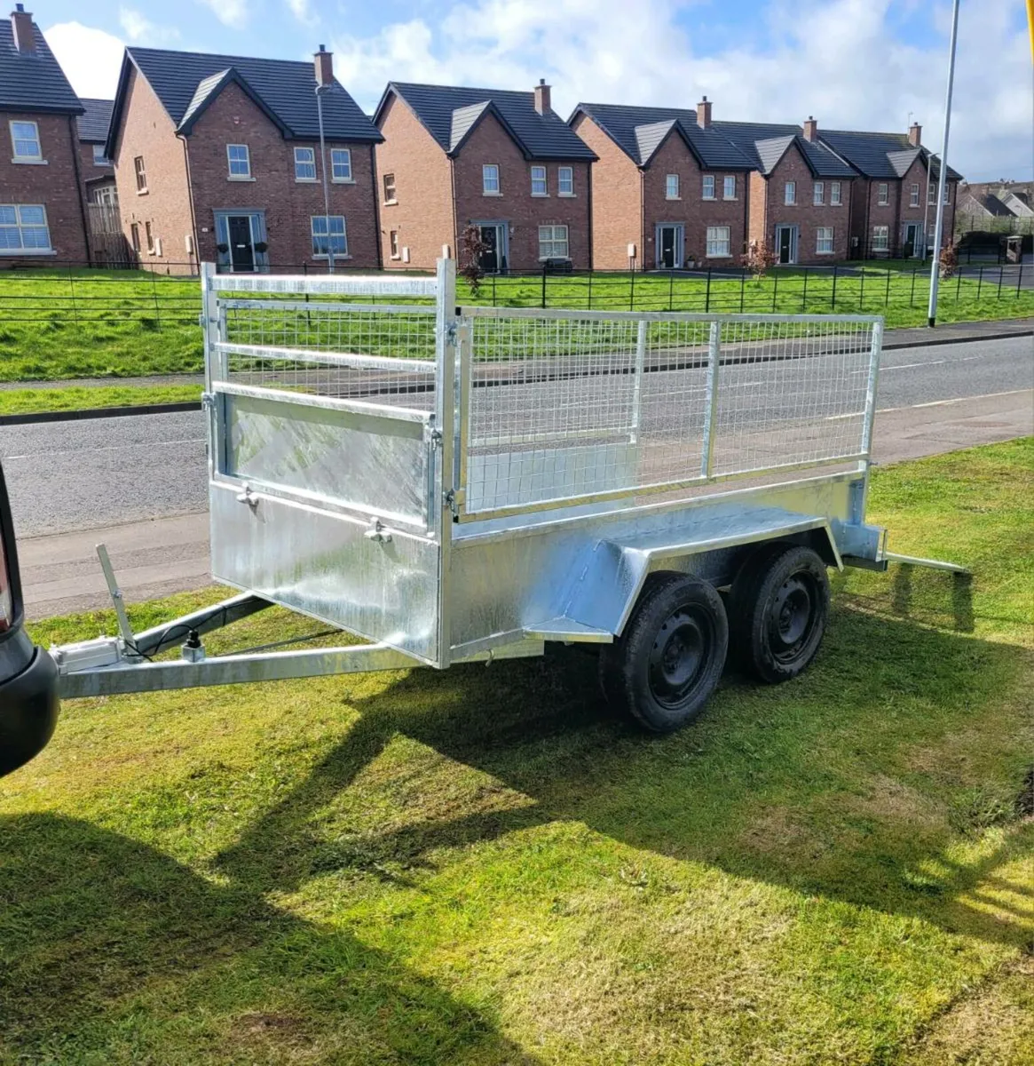 galvanised 8x4ft braked twin axle trailer meshside - Image 3