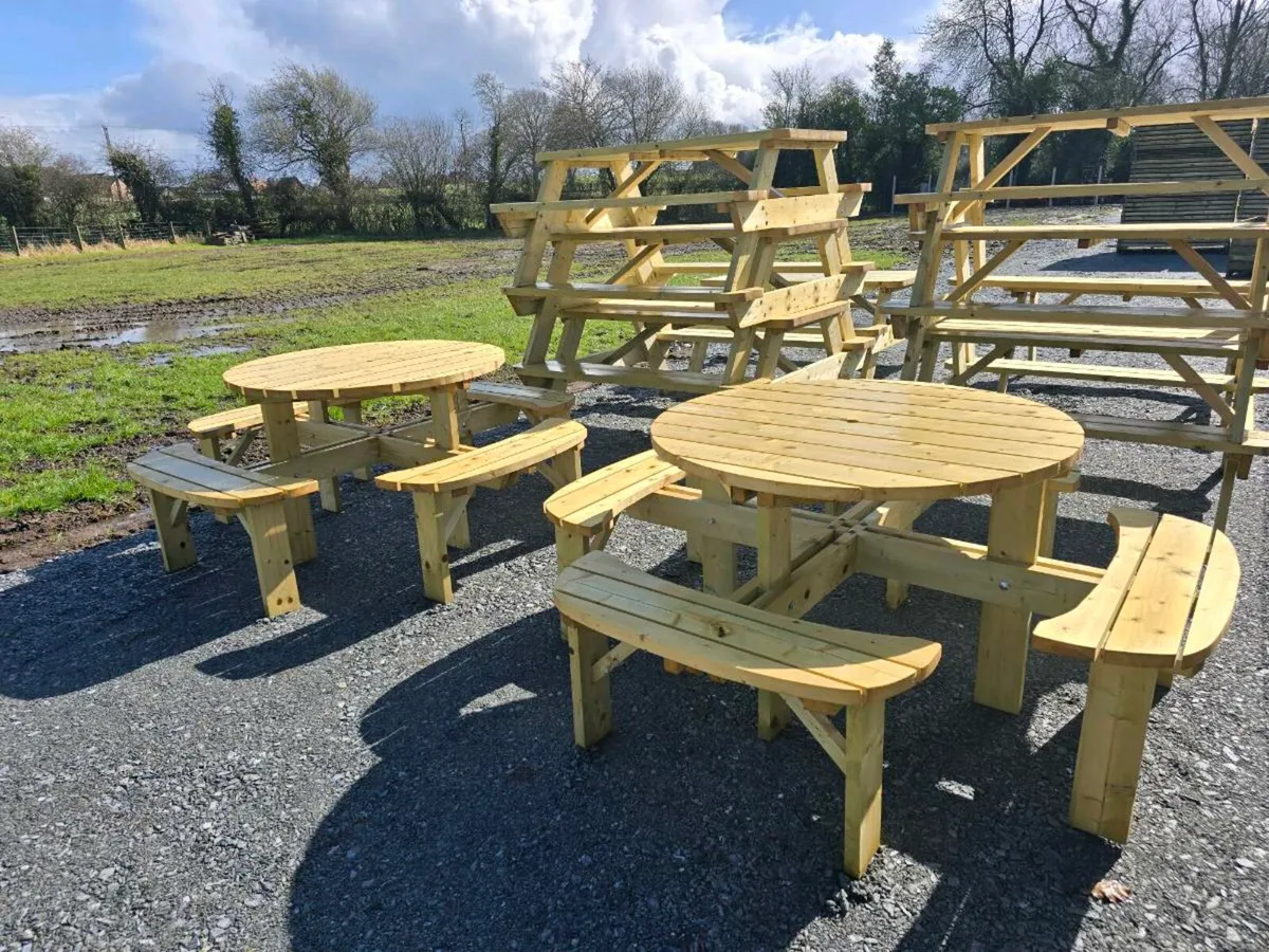 Wooden garden patio picnic table - Image 2