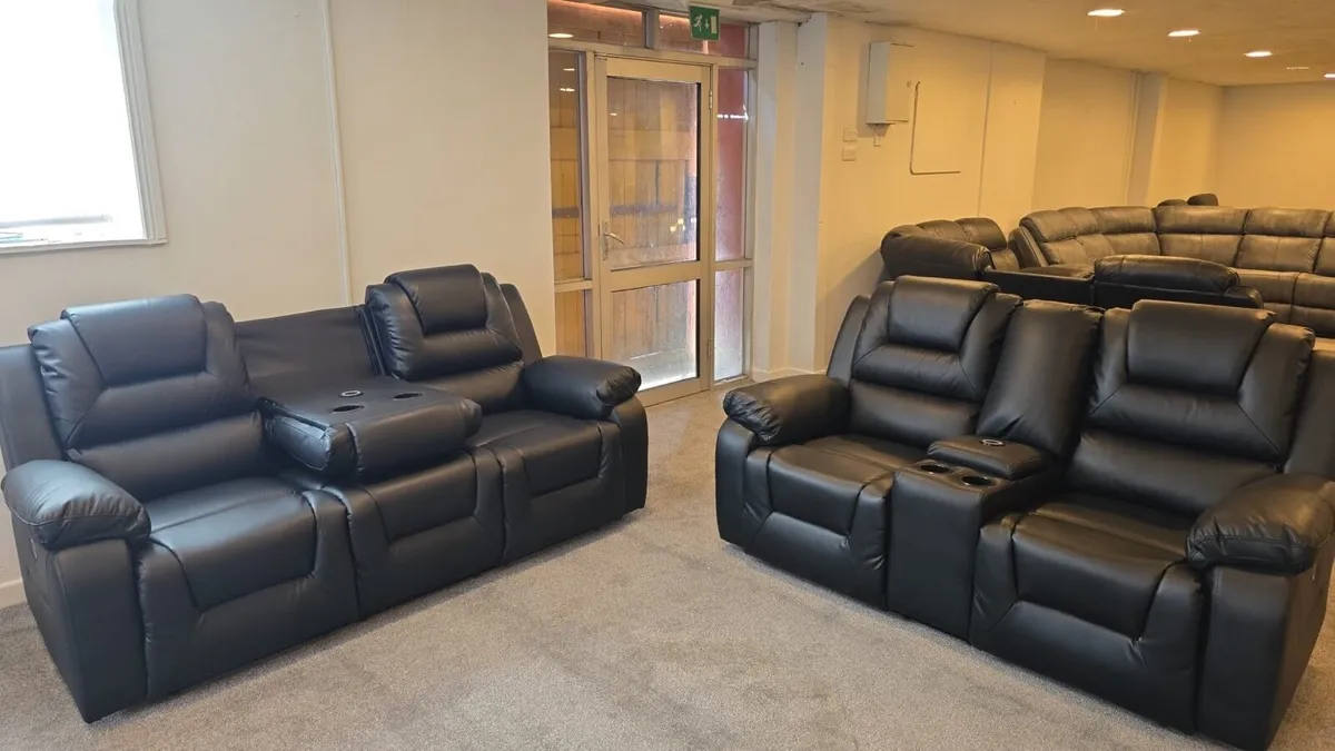 New 3+2 Grey Fabric Power Recliners - Image 3