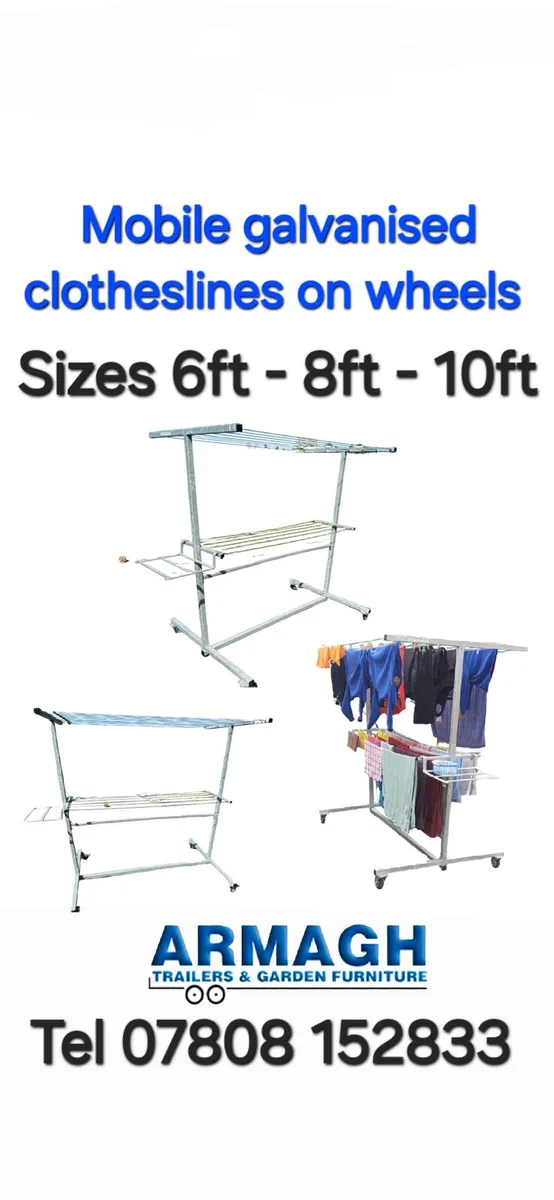 Galvanised clotheslines on wheels mobile unit - Image 3