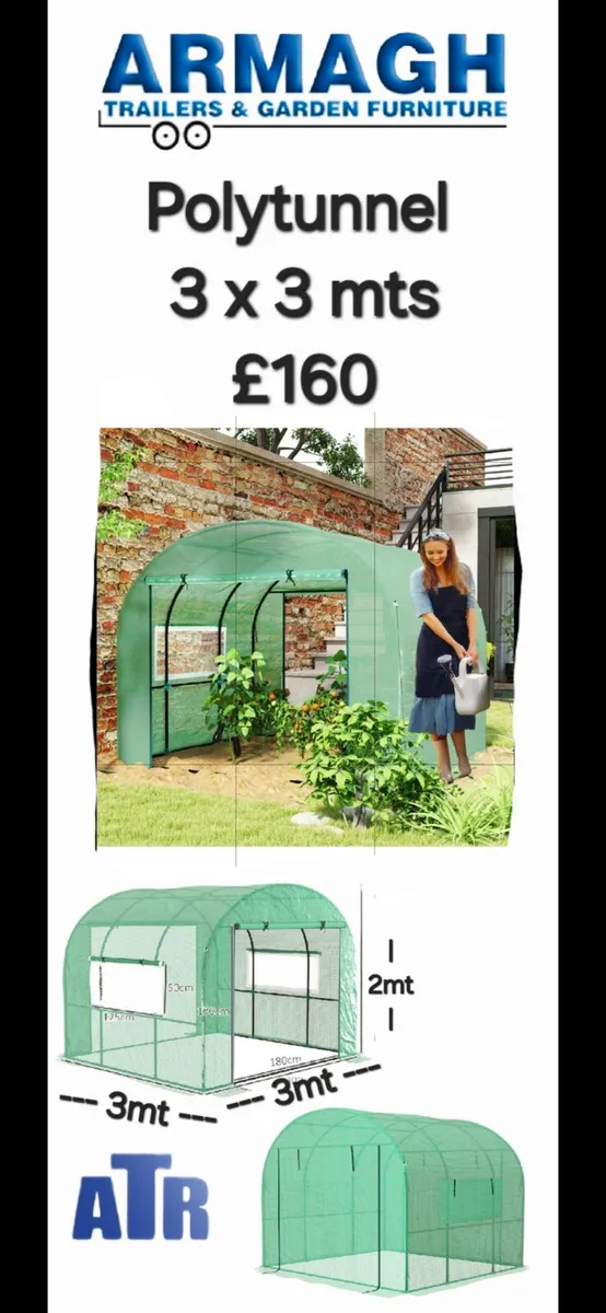 3mts x 3mts garden polytunnel plants garden growin - Image 1