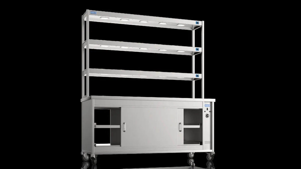 1800mm pass through hot cupboard & 3 tier gantry