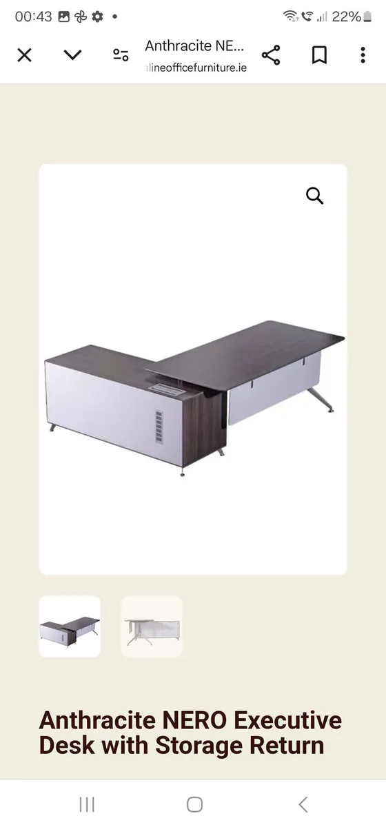 Office Desk Anthracite NERO Executive Desk with St - Image 2