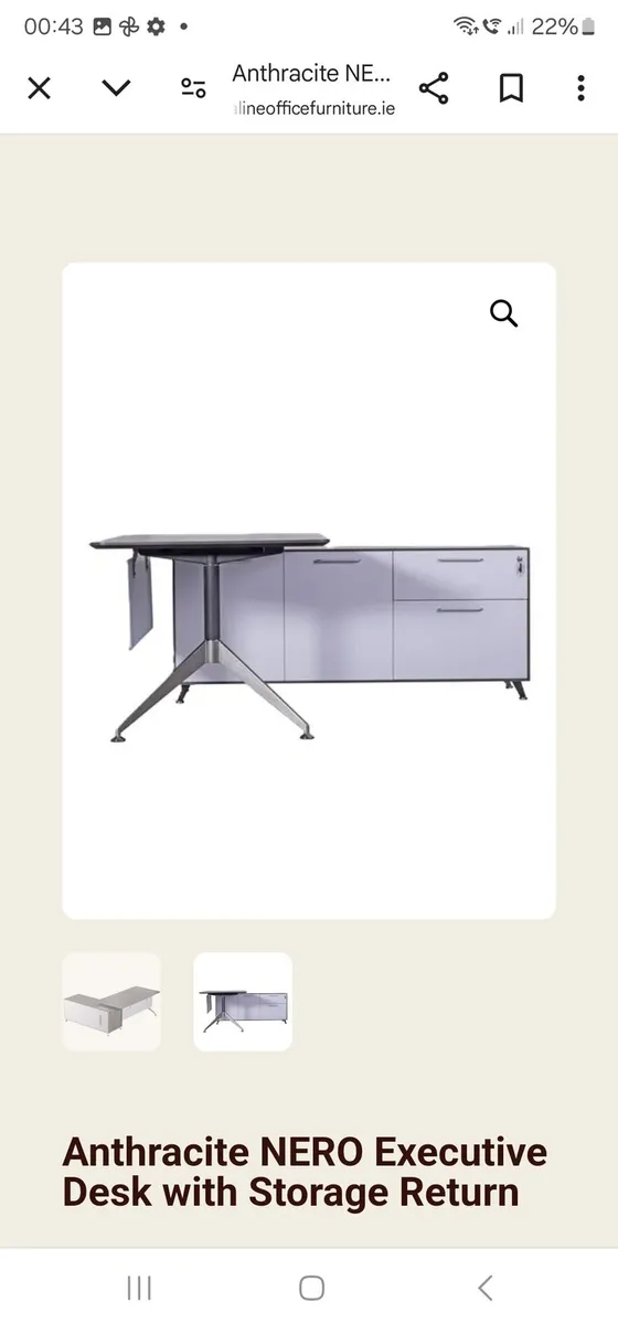 Office Desk Anthracite NERO Executive Desk with St - Image 1