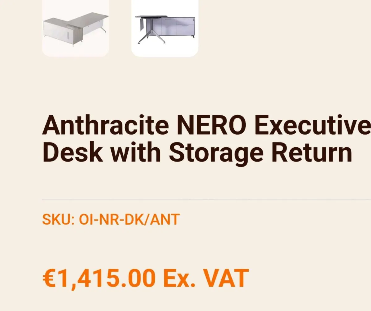 Office Desk Anthracite NERO Executive Desk with St - Image 3