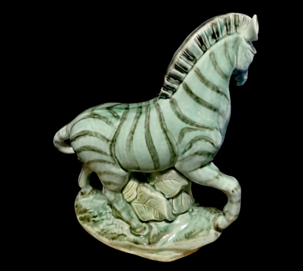 Unusual green glazed zebra statue - Image 2