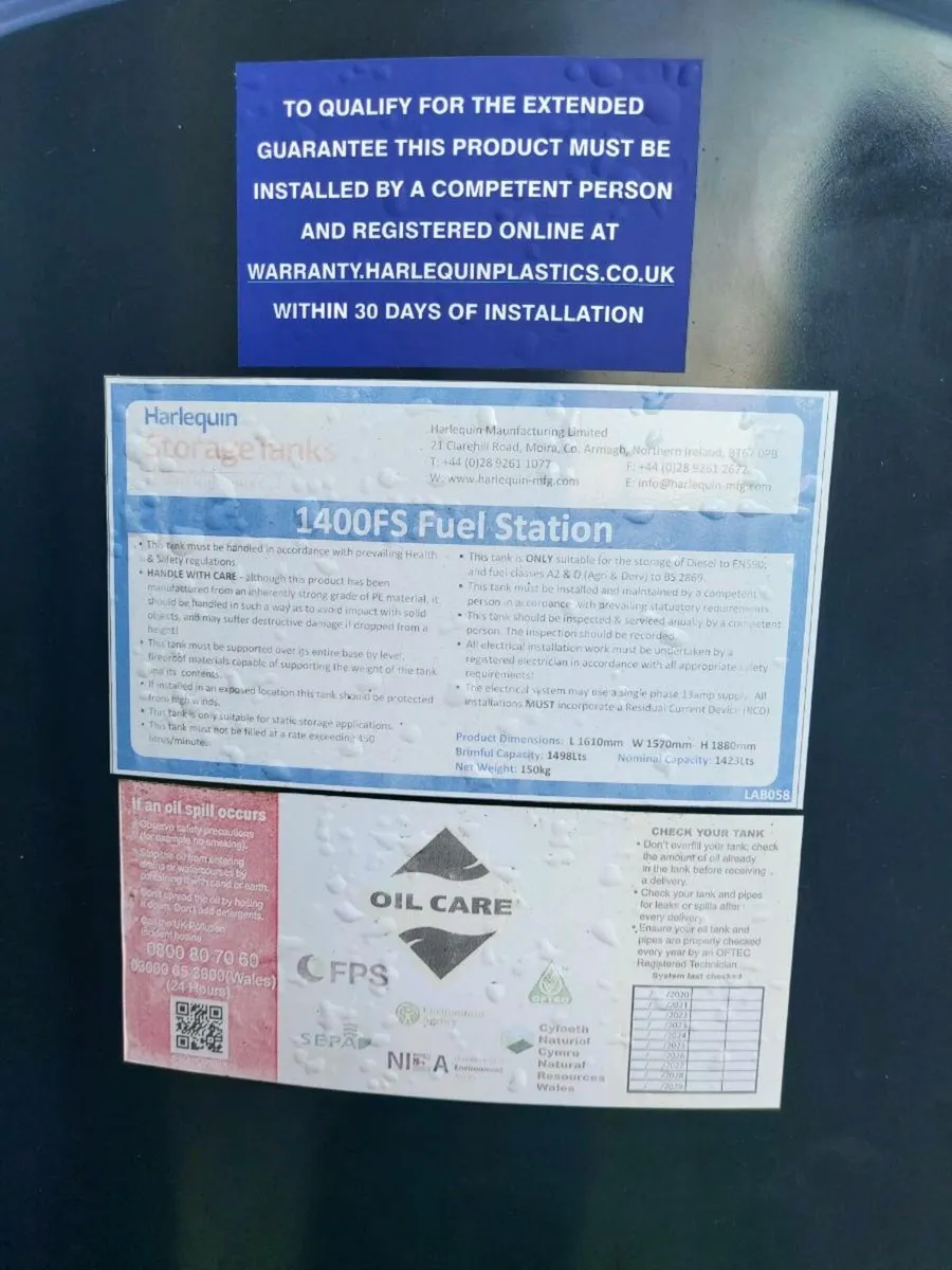 Harlequin fs 1400 bunded tank only used 3 times - Image 2