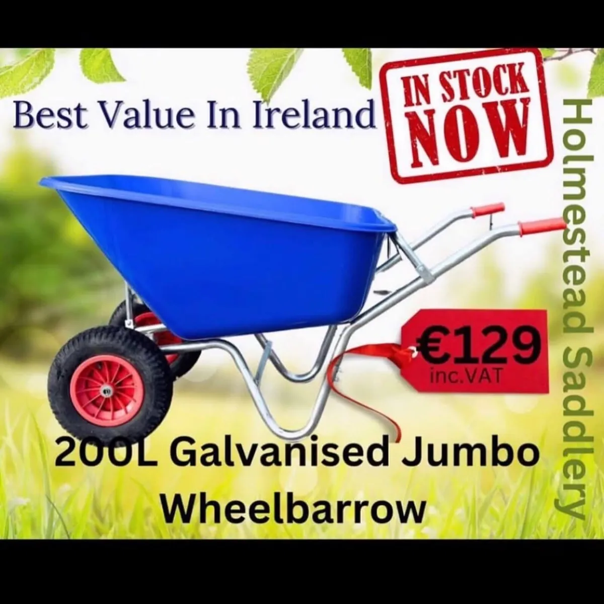 200L BIG GALVANISED 2 WHEEL  WHEELBARROW