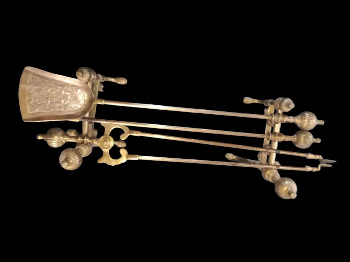 Large heavy solid brass companion set - Image 3