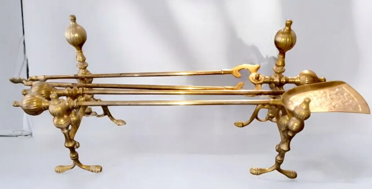 Large heavy solid brass companion set - Image 2