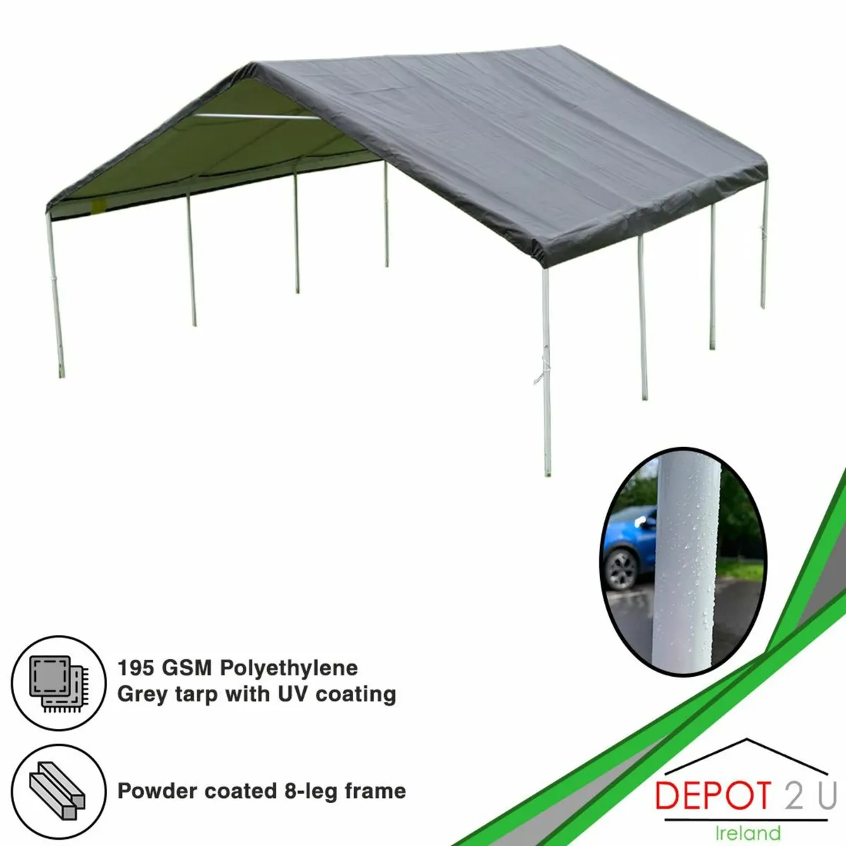 Double Canopy Carport 20 x 18 x 10.8 ft - Image 3