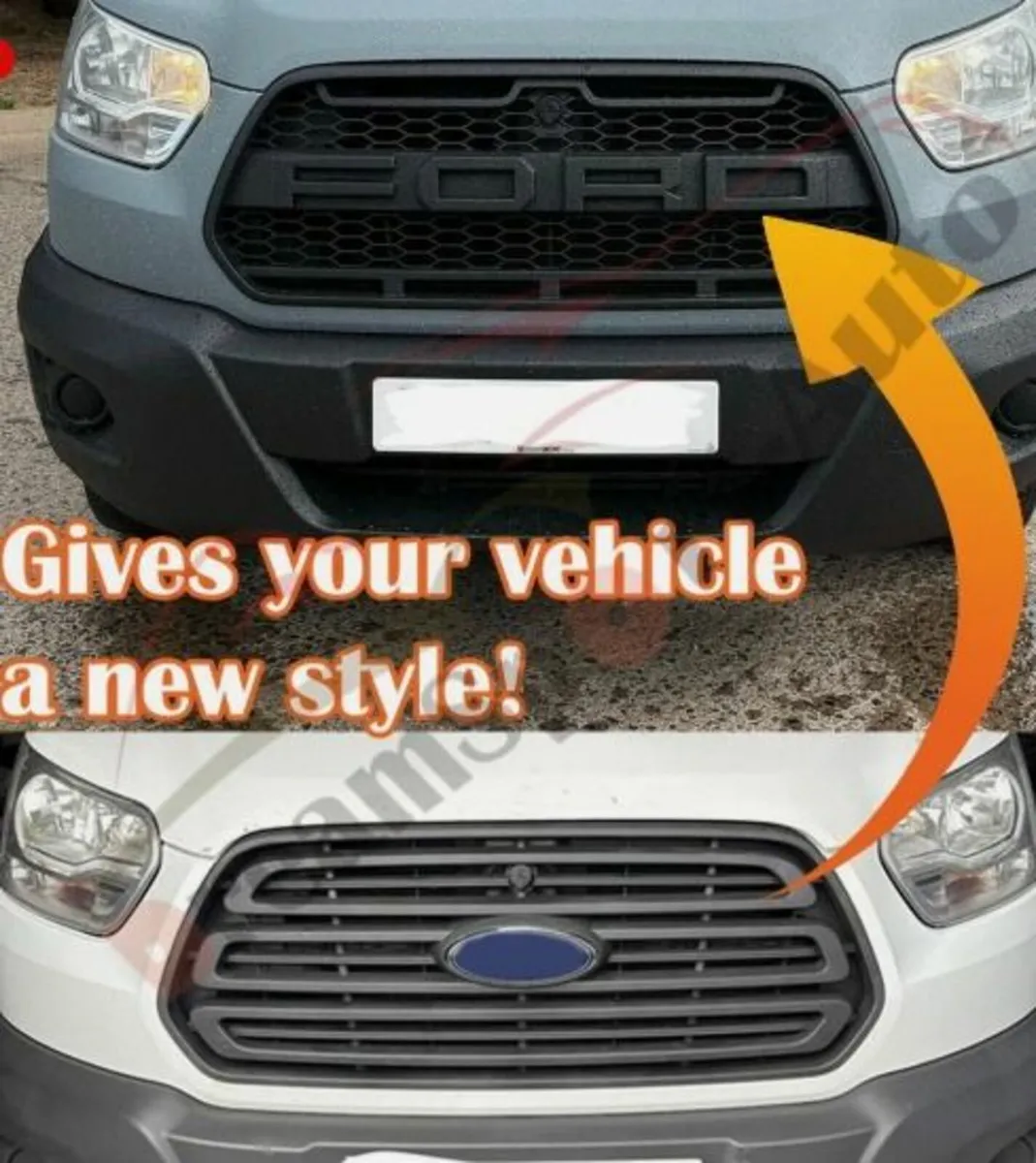 Ford Transit 15-19 Raptor Style Black Front Grill - Image 2