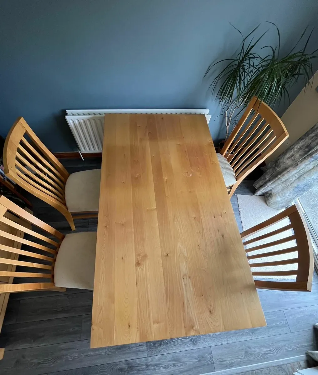 Solid Maple Table & 6 High Backed Maple Chairs - Image 2