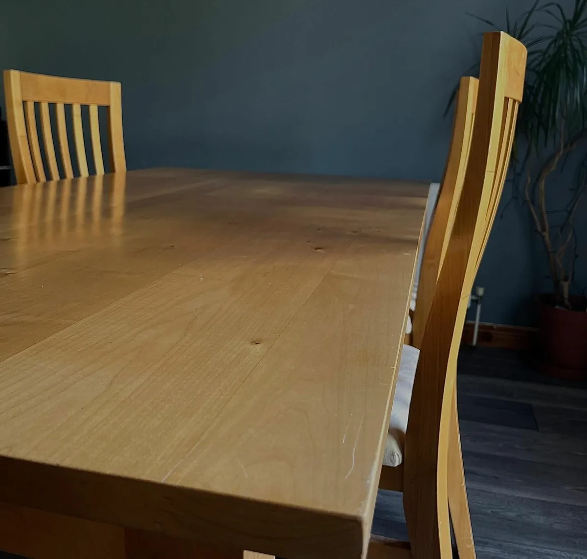 Solid Maple Table & 6 High Backed Maple Chairs - Image 3