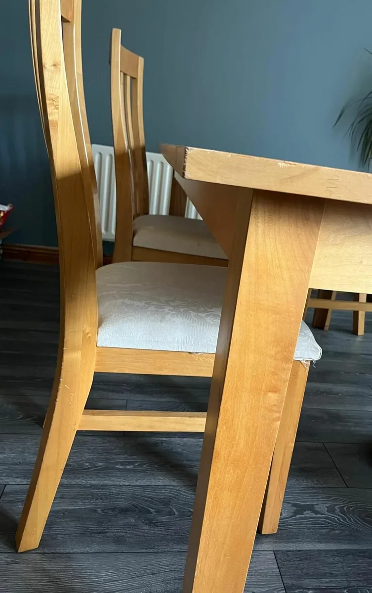 Solid Maple Table & 6 High Backed Maple Chairs - Image 4