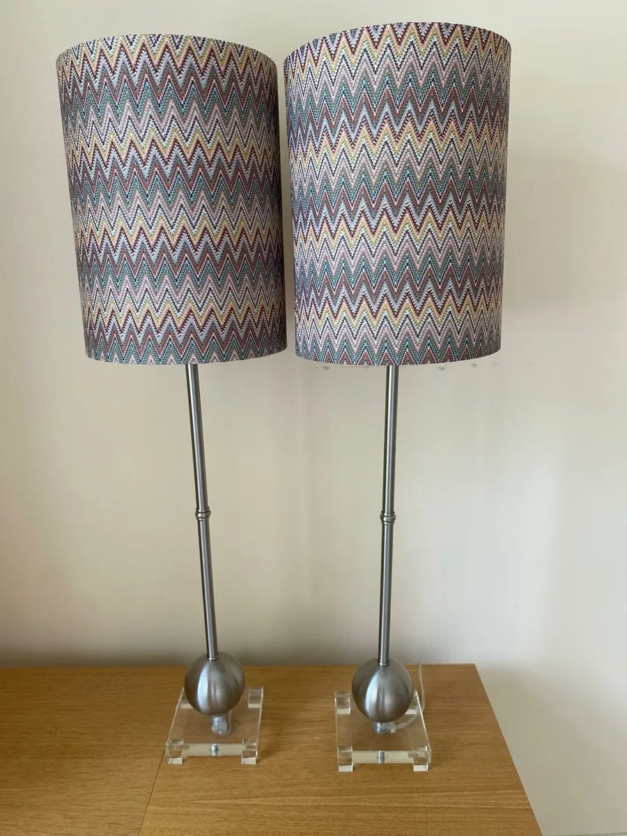 Pair of Missoni Style Bedside Table Lamps - Image 1