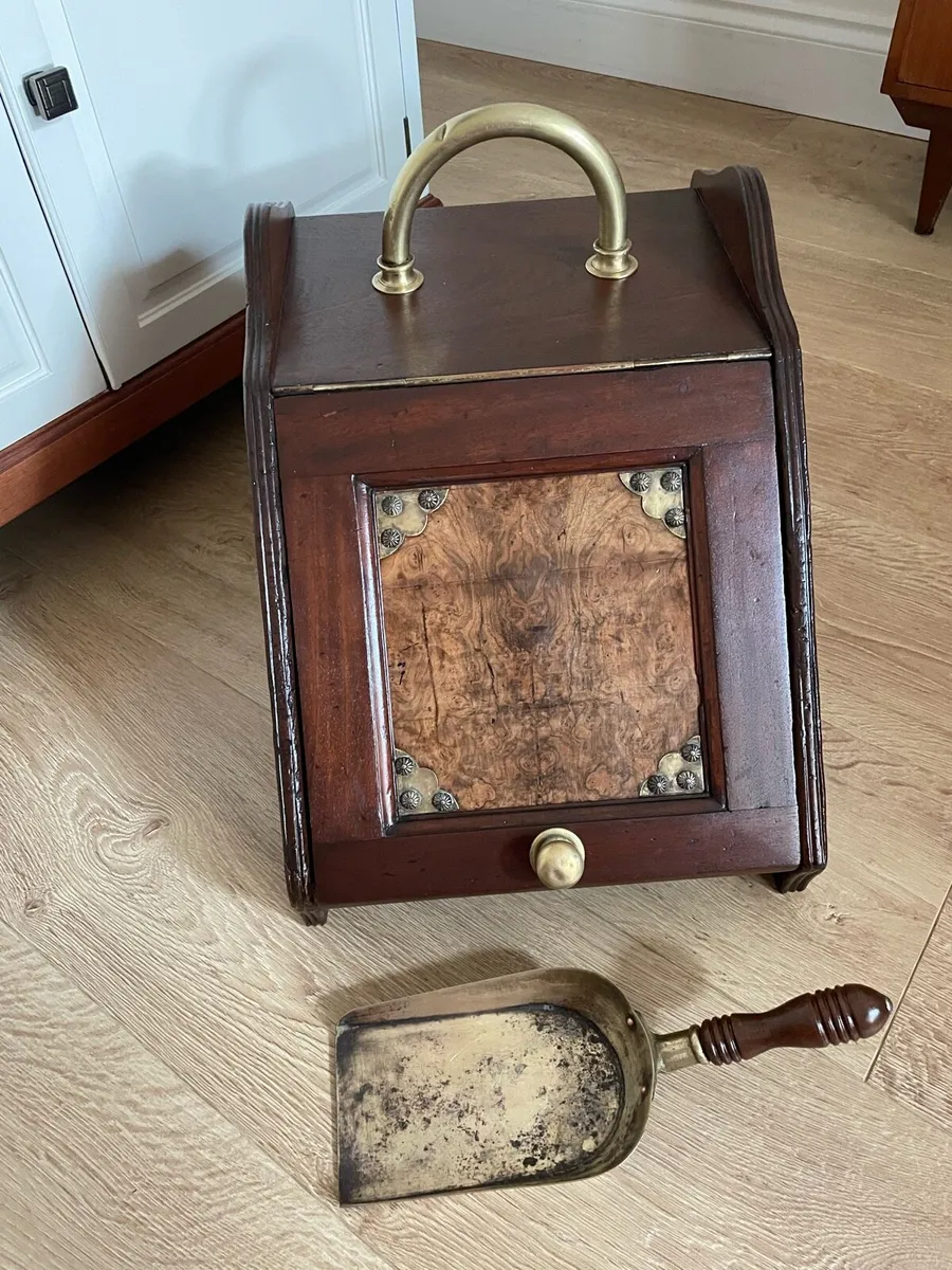 Antique Mahogany Coal box with Shovel - Image 1