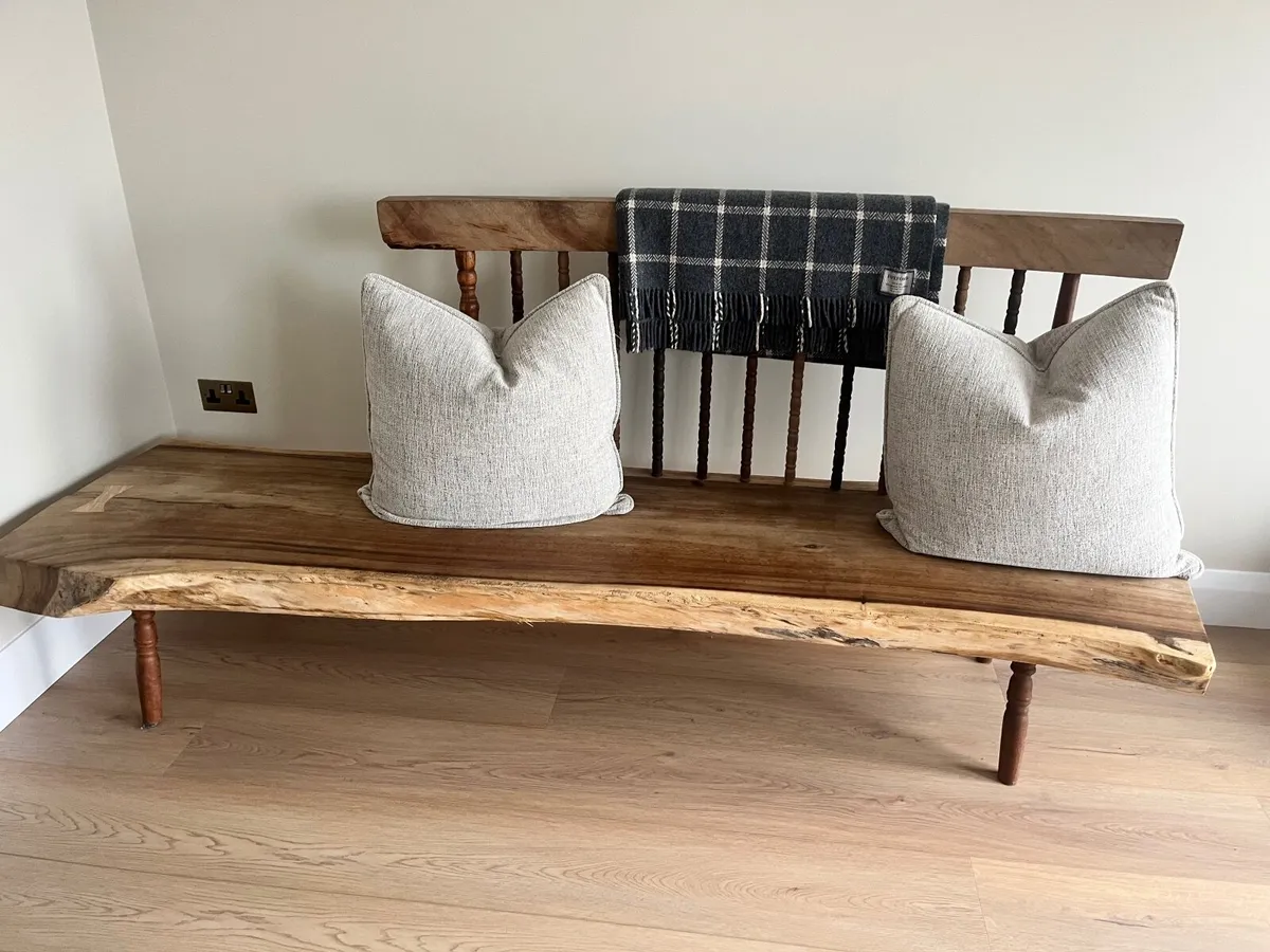 Live Edge Solid Wood Bench - Handcrafted - Image 2