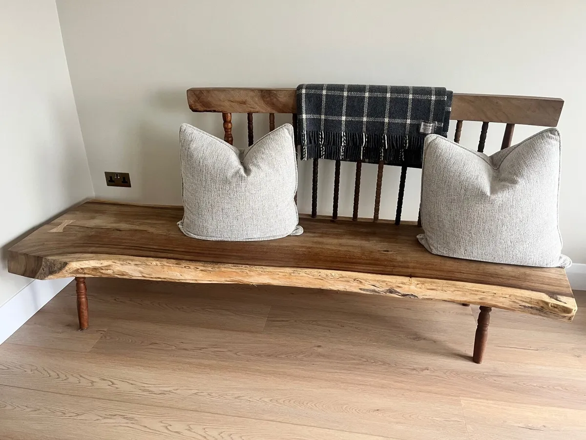 Live Edge Solid Wood Bench - Handcrafted - Image 1