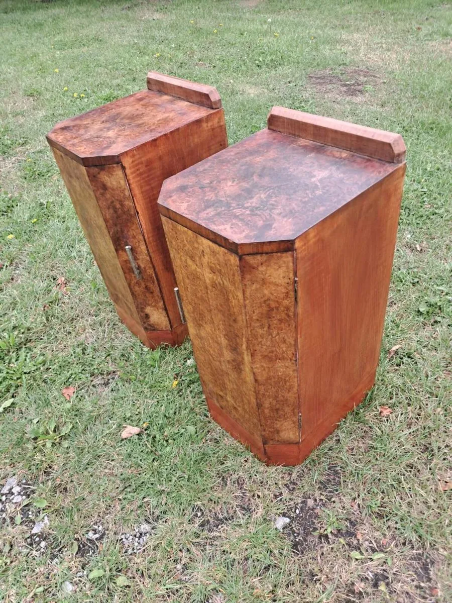 2 burr walnut art deco cabinets - Image 3