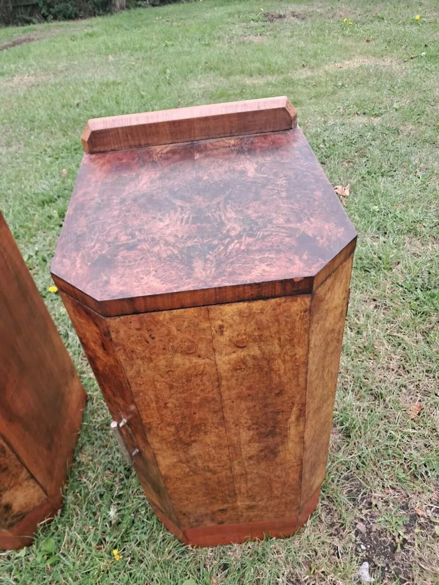 2 burr walnut art deco cabinets - Image 4
