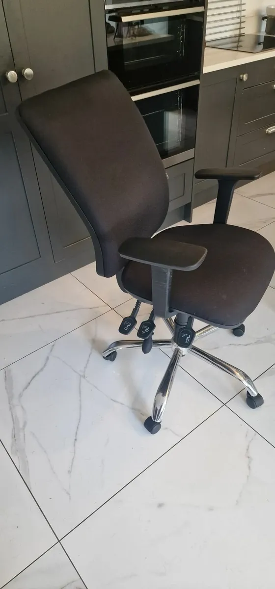 Ergonomic Office Chair – Black Fabric with Chrome - Image 1