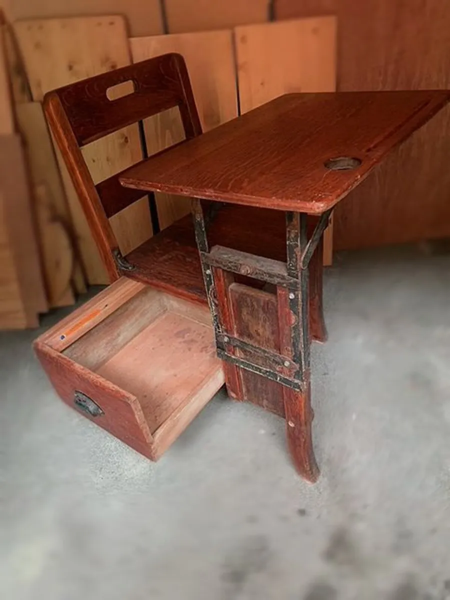 Vintage Childs Oak Desk - Image 1