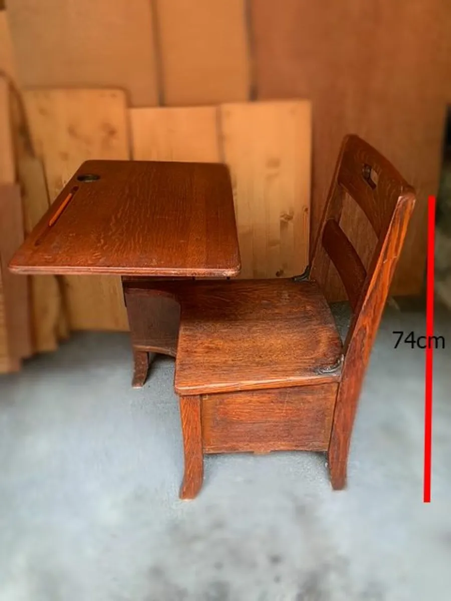 Vintage Childs Oak Desk - Image 4