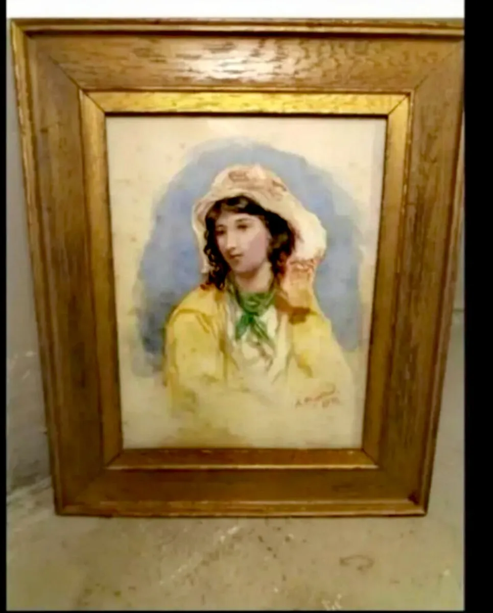 R. Hayward painting 1876 aquarelle - Image 1