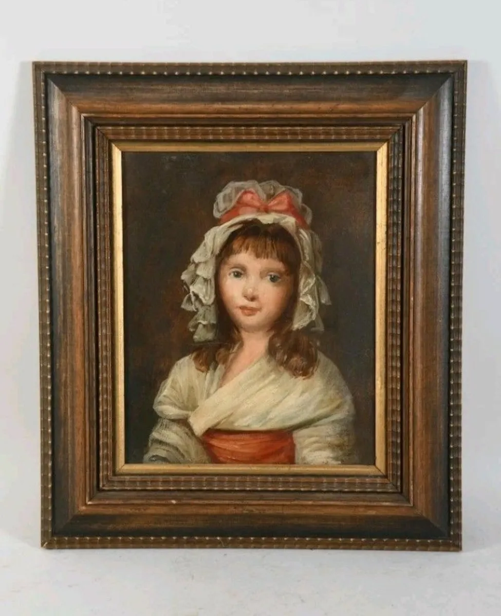 Antique oil painting of a little girl - Image 1