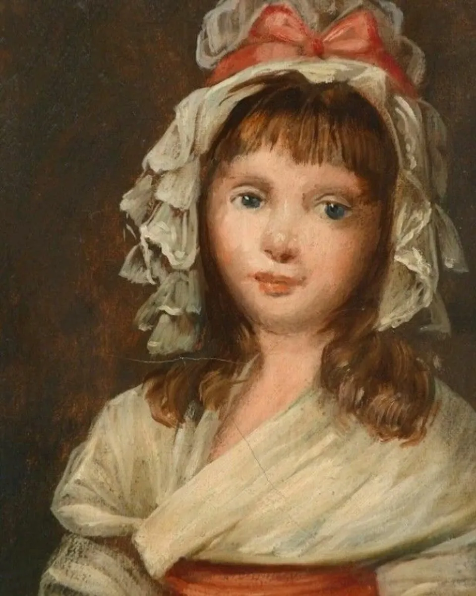 Antique oil painting of a little girl - Image 2