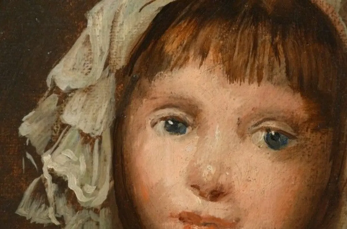 Antique oil painting of a little girl - Image 3