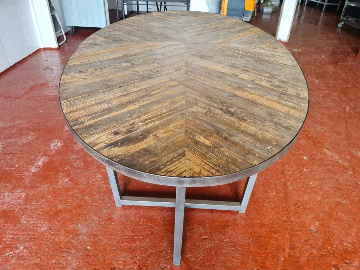 Herringbone Industrial Style Dining Table - Image 2