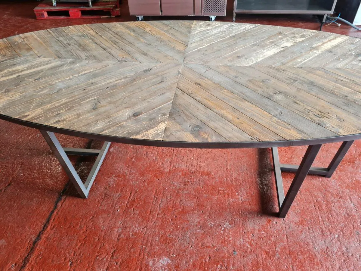 Herringbone Industrial Style Dining Table - Image 3