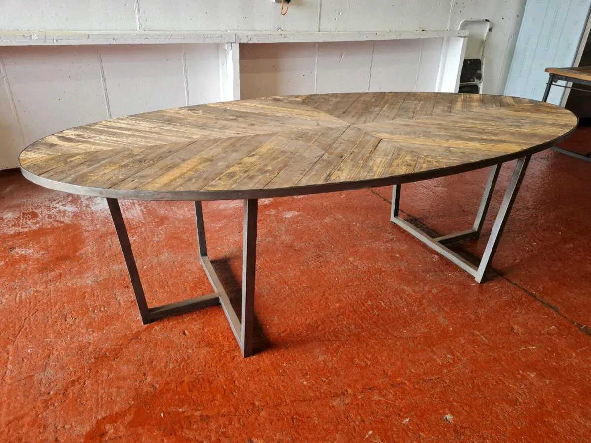 Herringbone Industrial Style Dining Table - Image 1