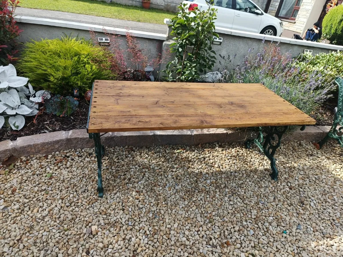 Cast iron garden bench and table - Image 2