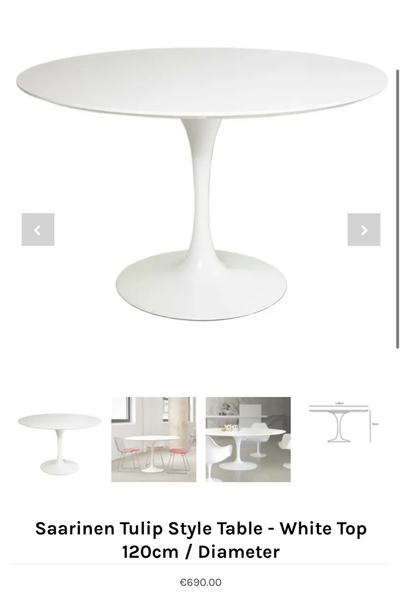 Round Dining Table 1.2m white - Image 3