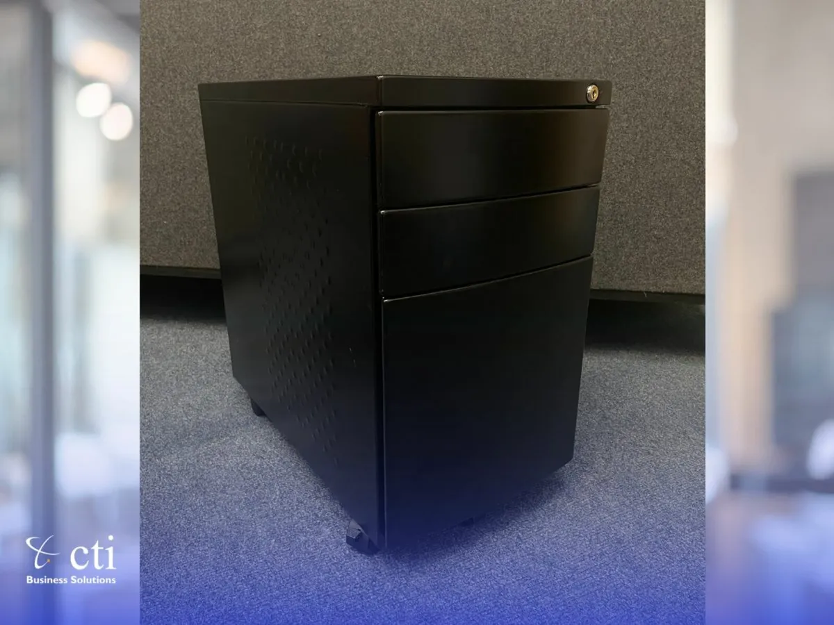 60 X Black 3 Drawer Under Desk Pedestals - Grade A - Image 4