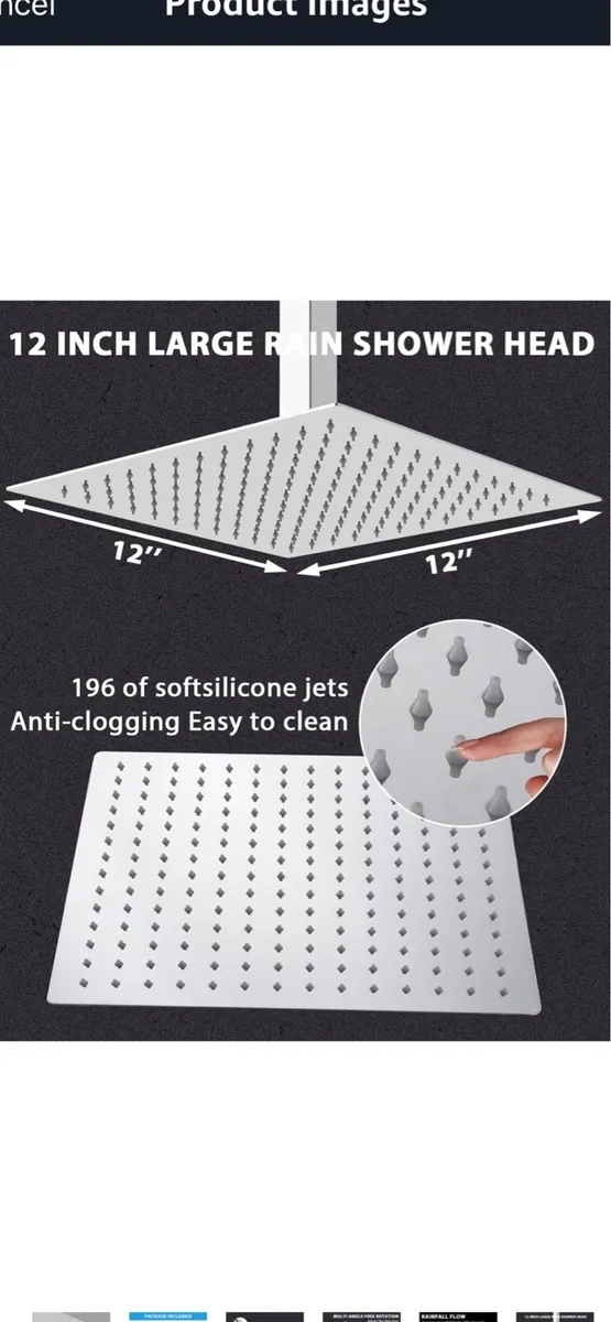 12” Large Rain shower Head - Image 2